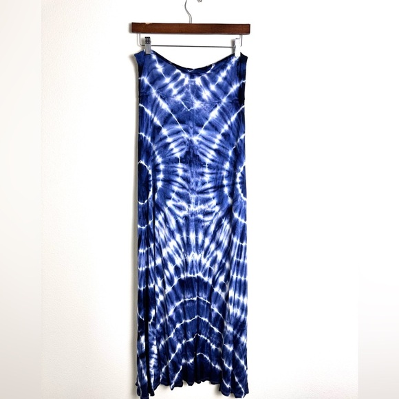 Jesse & J black blue white tie dye stretchy flowy statement maxi skirt XL - Picture 6 of 6